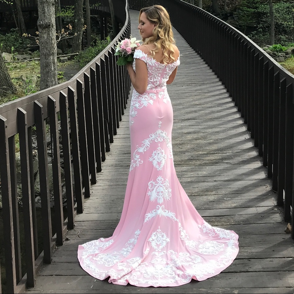 Madison James pink prom dress